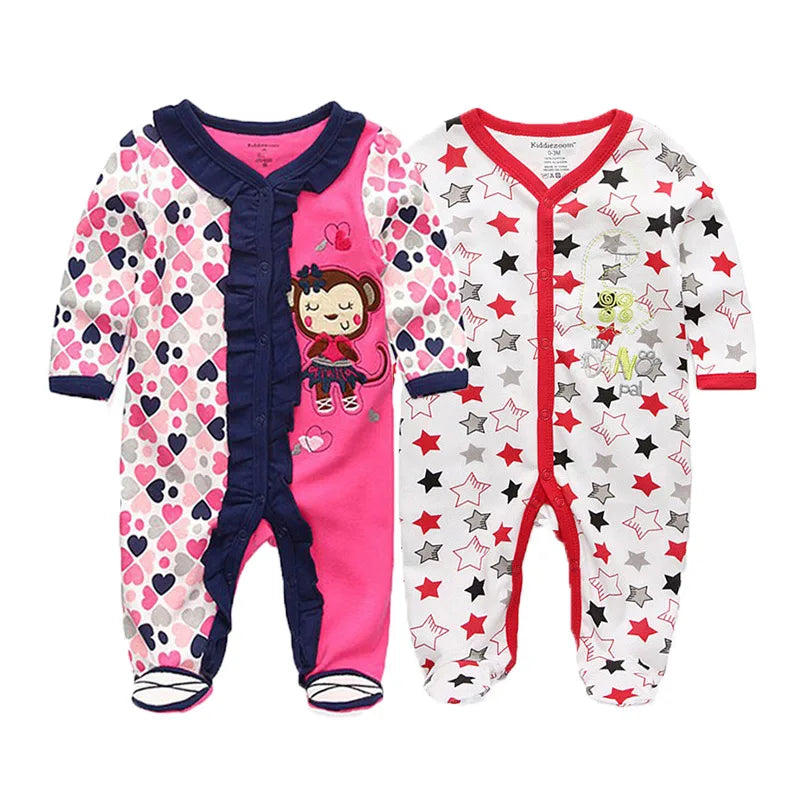 2 Pcs/Lot Baby Rompers Newborn Boy Girl Long Sleeves Clothing Set Spring Autumn Infant Onesies Clothes Christmas Valentine's Day