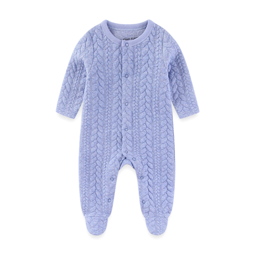 Solid Color Winter Baby Unisex Jumpsuits Warm Newborn Boy Girl Footed Rompers Infant Outfit