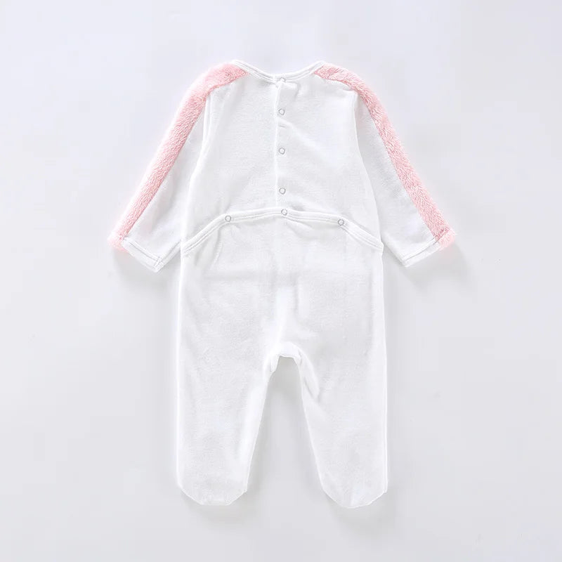 Baby Footie Pajamas Toddler Back opening Rompers Girl Boy Warm One Piece  Long Sleeve  Velvet Jumpsuit Fall Winter Clothes